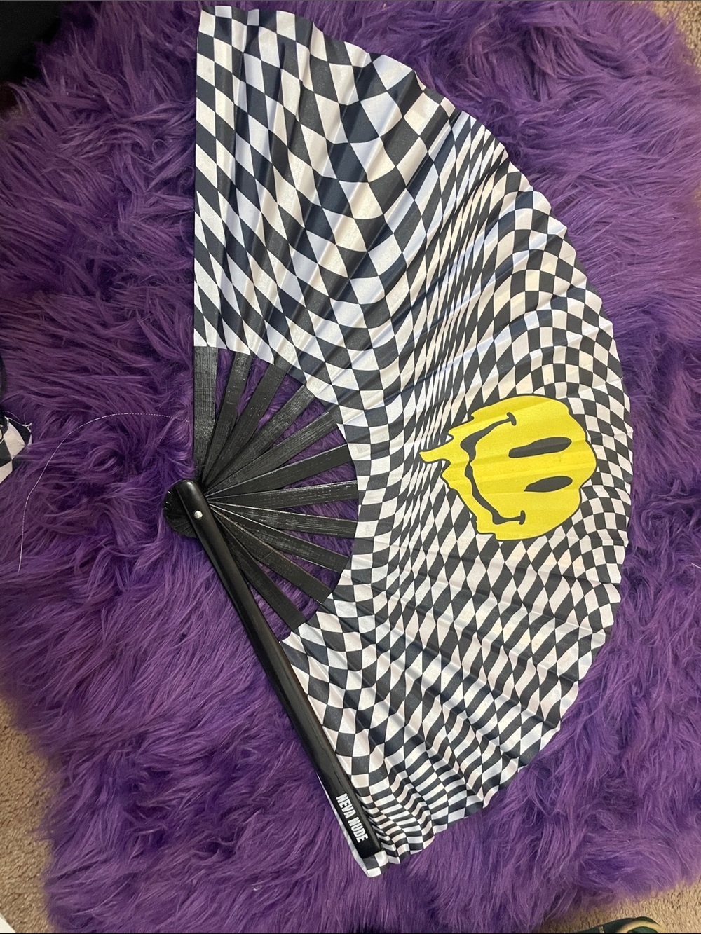 New Look Black and White Checkered Foldable Line dance fan